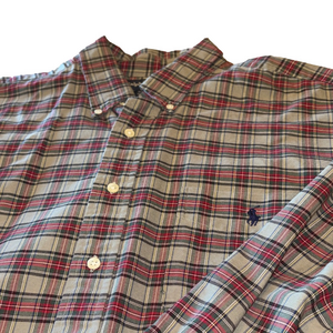 Ralph Lauren Big Shirt Plaid Button Down — Size L — 100% Cotton